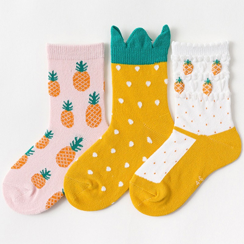 Набор детских носков «Ананасы» в мягкой упаковке, 3 пары