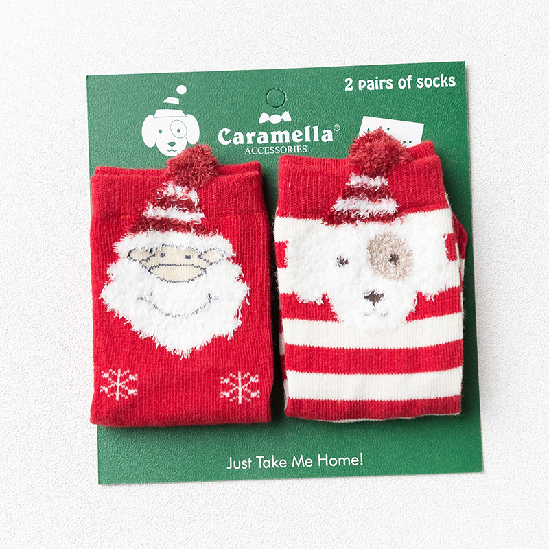 Носки детские «Дед мороз и собачка», 2 пары